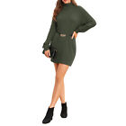 (od Green Xs)women Turtleneck Sweater Dress Autumn Winter Casual Loose Long Rmm