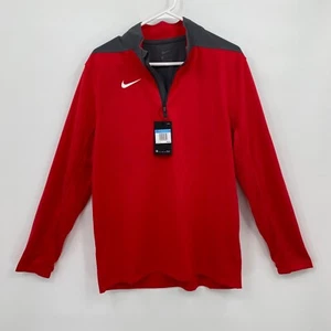 Nike 1/4 Zip Pullover Long Sleeve Dri-Fit Lightweight Red Gray Size M Mens - Picture 1 of 7