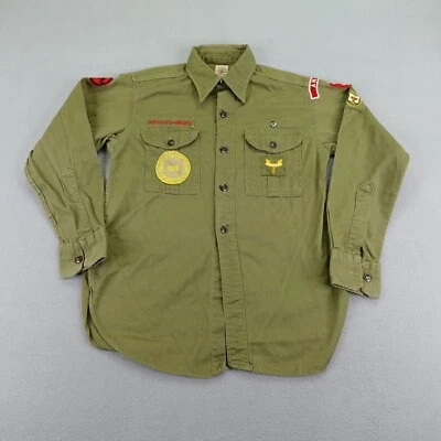 Vintage Boy Scouts Of America Shirt Mens XS Green Sanforized Official BSOA ^ - Image 1 of 4