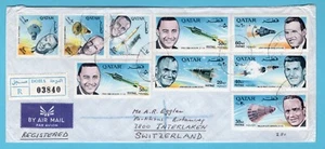 QATAR R cover 1966 Doha to Interlaken, Switzerland with space stamps - Picture 1 of 2