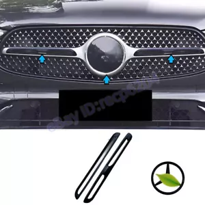 3PCS Glossy Black Front Grille Grid Center Trim For Mercedes-Benz GLC 2023-2024 - Picture 1 of 6