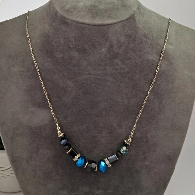 Accesorio Collar de Cuentas Negro Azul Efecto Gasolina Joyería Clásica Foto 1 de 4