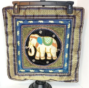 Thailand Silk & Sequins Pink & Black Elephant Pillow Case 16 X 16 In. Thai - Picture 1 of 8