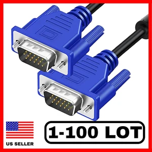 Lot of 1-100 5FT 15 PIN VGA Monitor adapter M/M Male To Male Cable For PC TV - Picture 1 of 14