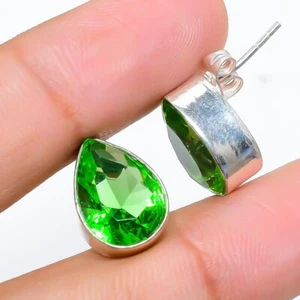 Amethyst  Gemstone Handmade 925 Sterling Silver Jewelry Earring Size 1" - Picture 1 of 1