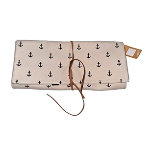 CB Station Canvas Multi Pocket Travel Roll Case Anchor Motif Tools Brushes - Picture 1 of 9
