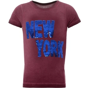 Kinder T Shirt Wende Pailletten Jungen New York Shirts 22028 Bordeaux 98 - 104 - Picture 1 of 4
