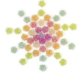 100 Pcs Flatback Rose Charms Flower Cabochons Resin Small, Mixed color - Picture 1 of 7