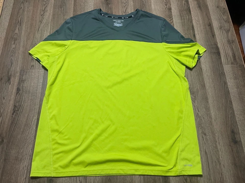 Camisa Tek Gear, Para Hombre Talla XXL, Verde Amarillo, Ropa Deportiva, Drytek Foto 1 de 4