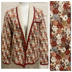 Vintage Handmade Quilted Beehive Floral Jacket Top Blazer Fits Like Size S - Picture 1 of 8