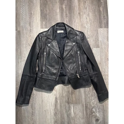 Balenciaga Black Leather Moto Biker Jacket Women's XS - Image 1 of 4