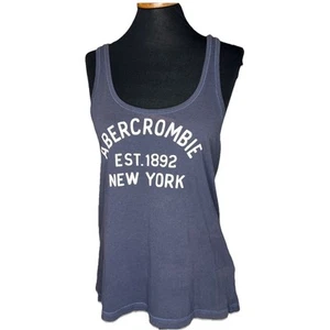 Y2K Abercrombie and Fitch Racerback Tank Top Navy Large Women’s Twist Back READ - Picture 1 of 8