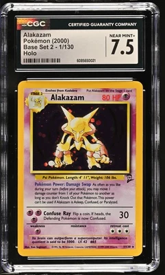 CGC 7.5 Alakazam 2000 Base Set 2 1/130 Holo Pokemon Card - Image 1 of 2