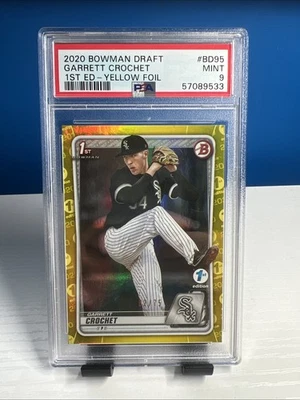 2020 Bowman Draft 1st Edition - Garrett Crochet #BD-95 Yellow Foil /75 PSA 9 - Image 1 of 2