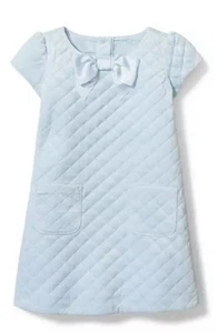 Janie & Jack 10 Powder Blue Velvet Quilted Bow Tie Dress Church Photos Keepsake - Picture 1 of 9
