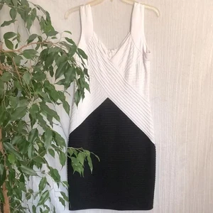 CALVIN KLEIN size 12 black & white slimming wrap dress lined special occasion - Picture 1 of 11
