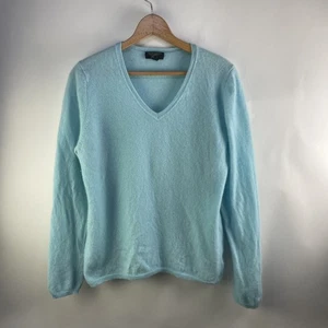 Charter Club Kaschmir Pullover Damen XL V-Ausschnitt babyblau langarm weich leicht - Bild 1 von 7