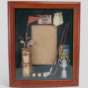 Vintage Golf Theme 3D Wood Shadow Box Hanging Picture Frame / Tabletop Display - Picture 1 of 14