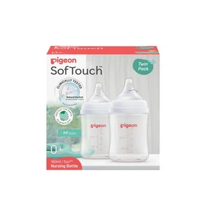 Pigeon SofTouch Wide Neck PP Baby Bottle 160mL Twin Pack PBA855TP/PBA292TP - Picture 1 of 6