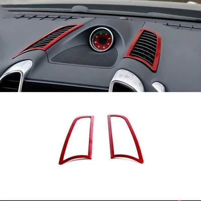 For Porsche Cayenne 2011-2017 Bright Red Central Console Air Outlet Vent Trim 2* Foto 1 de 4