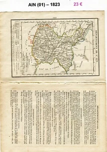 Dépt 01 - XIX ème Siècle Belle Petite Carte avec 2 Pages de Renseignements 1823 - Bild 1 von 1