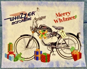 Vintage 1998 Merry Whizzer Motorbike Dealer Retro Christmas Bicycle Postcard NOS - Picture 1 of 2