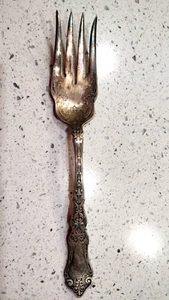 Rogers ALHAMBRA Serving or Cold Meat Fork Silverplate No Monogram 8 1/2 " - Picture 1 of 3