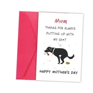 Rude Mothers Day Card Dog Mom,Hilarious Dog Mom Mothers Day Cards Gifts for 146 - Picture 1 of 8