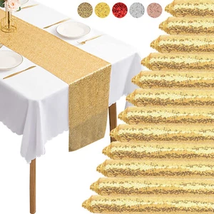 12" x 71" Sparkle Sequin Table Runners Glitter Table Linen Wedding Venue Décor - Picture 1 of 25