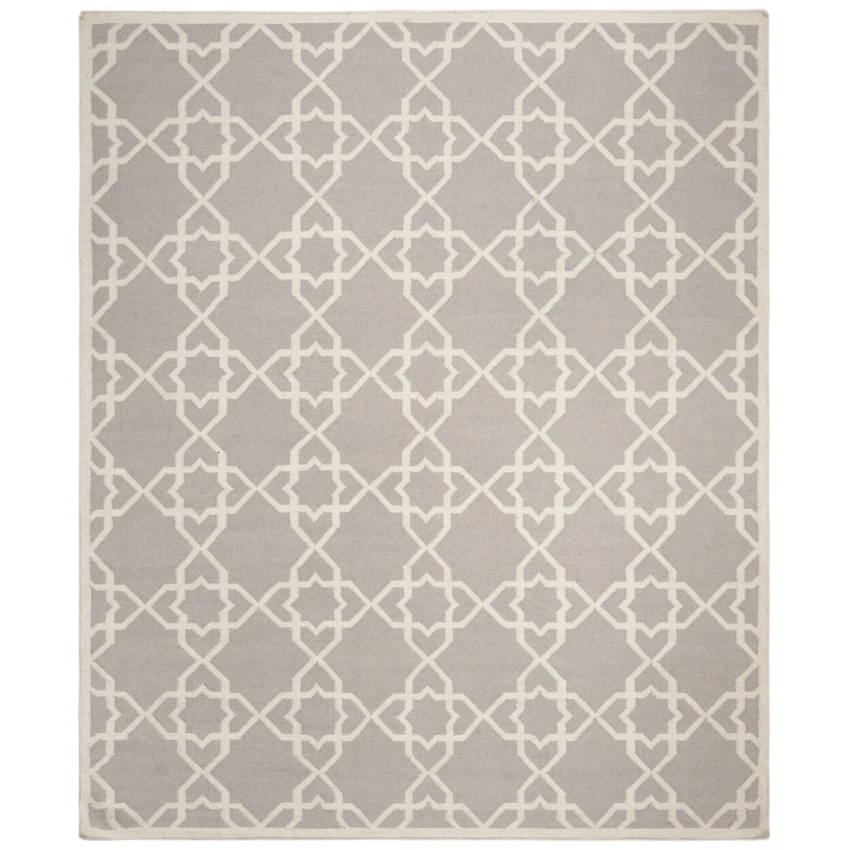 SAFAVIEH Dhurries DHU548G Handwoven Grey / Ivory Rug - Image 1 of 4