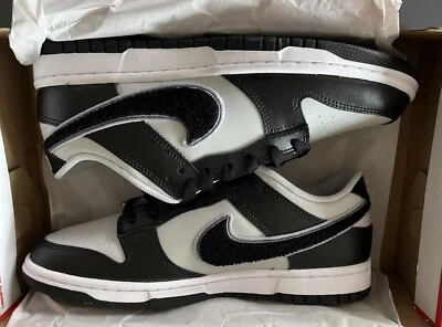 Nike Dunk Low Retro Sneakers Men’s Size 8 Wolf Grey Black Chenille Swoosh NEW  - Image 1 of 2