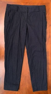 Ann Taylor Loft Zoe Ankle Eyelet Pattern Pants - Size 6, Dark Blue - Picture 1 of 10
