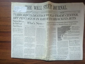 New York Wall Street Journal Newspaper September 12 2001 After/Post 9/11 - Picture 1 of 1