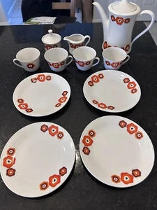 Juego de té de porcelana Seltmann Weiden Bavaria W. Alemania 12 piezas retro naranja mod - Imagen 1 de 24
