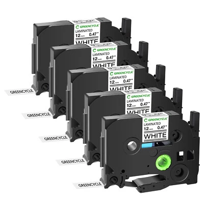 GREENCYCLE Compatible with Brother PT-D210 1880 TZ TZe-231 White Label Cartridge Tape 12mm