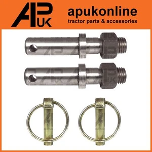 Pair of Cat 2 Tractor Lower link Implement Mounting Pins 1 1/8" Linkage + Linch - Picture 1 of 4