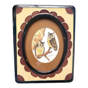 Original Watercolor Painting Signed by Joyce Gilbert Two Owls on a Branch Framed - Picture 1 of 5
