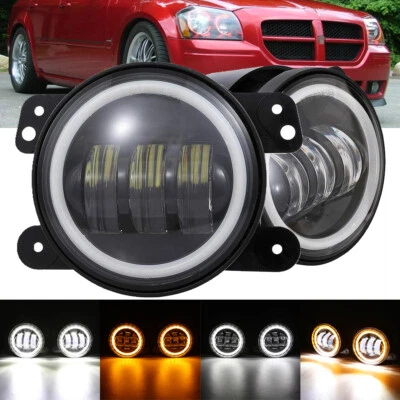 Luces antiniebla LED redondas de 4" DRL luces de ojo de ángel para Dodge Magnum 2005 2006 2007 2008 Foto 1 de 4