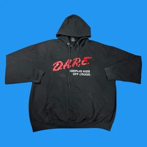 Vintage Dare To Keep Kids Off Drugs Mens Size XL Sweatshirt Black Hoodie - Picture 1 of 13
