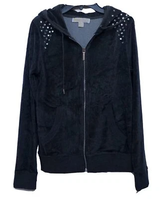 Michael Kors woman fleece hoodie gray XS Full Zip Sequin Velvet - Image 1 of 4