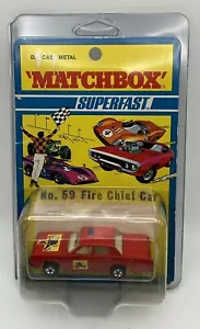 1971 Matchbox Lesney Superfast Fire Chief Car #59 - Blister Card - Picture 1 of 7