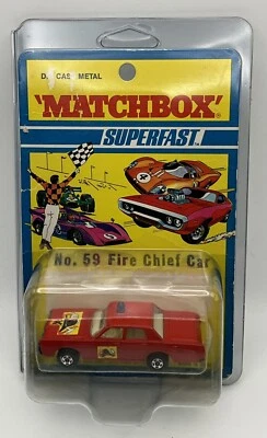 1971 Matchbox Lesney Superfast Fire Chief Car #59 - Blister Card - Image 1 of 4