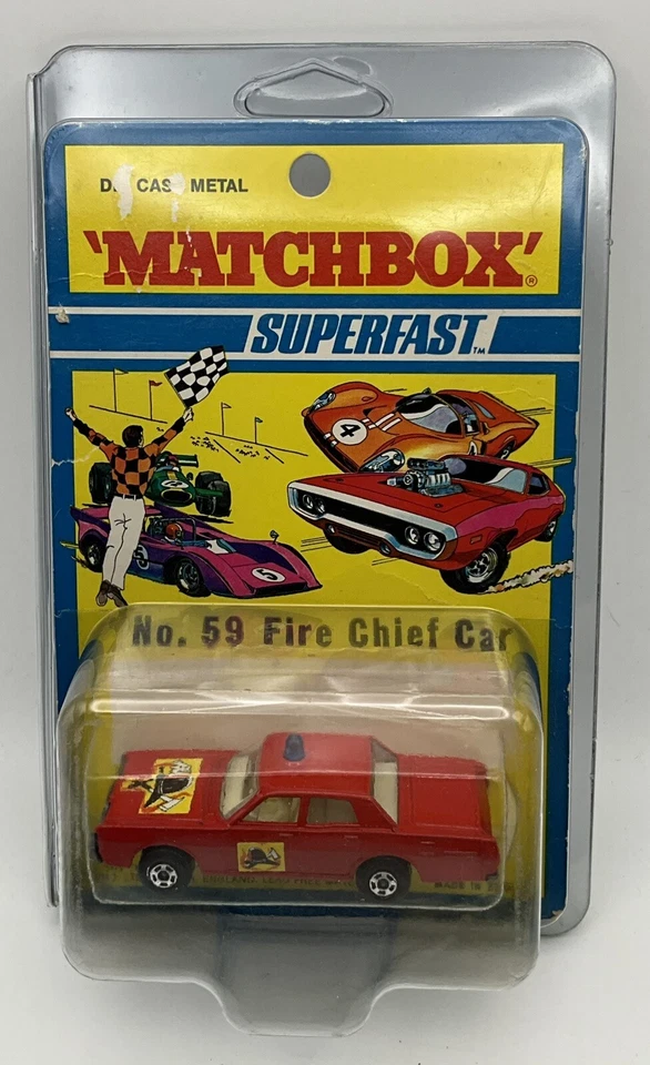 1971 Matchbox Lesney Superfast Fire Chief Car #59 - Blister Card - Image 1 of 4