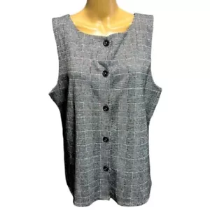 Ricki’s 60’s Tweed Plaid Top Blouse Button Up size Large Academia Dark - Picture 1 of 3