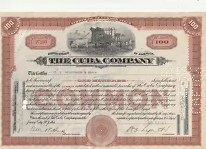 USA Etats Unis Vieille action Old Decorated 100 Shares The Cuba Company Attelage - Imagen 1 de 2