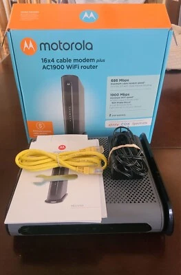 Motorola MG7550 16x4 Cable Modem Plus AC1900 WiFi Router Black DOCSIS 3.0 - Image 1 of 4