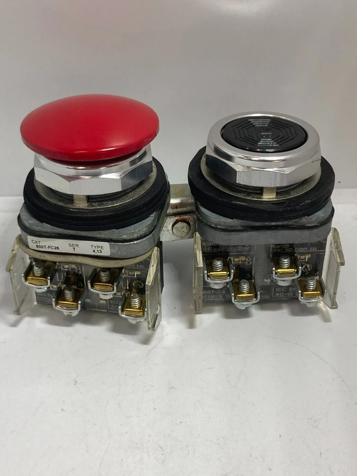 ALLEN BRADLEY 800T-FC26A PUSHBUTTON DOUBLE FLUSH & MUSHROOM1NO/1NC SER T NNB - Image 1 of 4