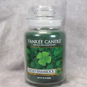 Yankee Candle Lucky Shamrock St. Patrick's grande 22 oz verde RARO NUOVO - Foto 1 di 8