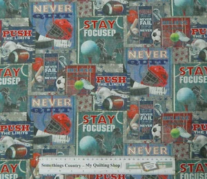 Quilting Patchwork Sewing Cotton Fabric SPORTS PATCH 50x55cm FQ NEW - Picture 1 of 3