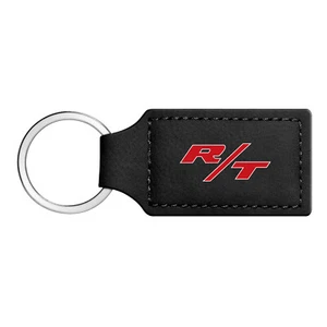 Dodge R/T Logo Rectangular Black Leather Key Chain Challenger Charger Durango - Bild 1 von 4